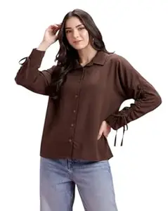 PERFECT PRODUCTIONS Shirts for Women – Korean Style Sleeve Oversized Button Down | Plus Size Workwear Top for Office & Casual Wear (Available in Plus Size)