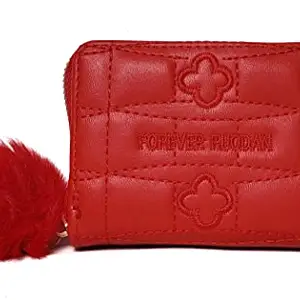 Lassie® Women's Faux Leather Mini Zipper Pocket Wallet 4 Card Slots 1 Coin Pocket(PREPOK9) (red)
