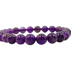 Astro Cart Stylish Amethyst Gemstone Bracelet Round Beads Free Size जमुनिया रत्न ब्रेसलेट Jmauniya Braslet Purple Color Amethyst Stone Bracelet Original Certified For Fashion