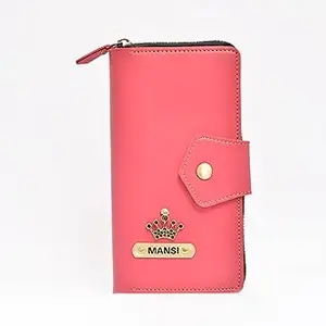 Vorak Ahimsa Ahimsa Leather Personalized Zip Around Women's Wallet| Customized with Name and Charm (Pink)