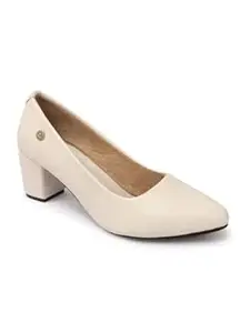 Carlton London Women's Block Heel Round Toe Pumps - Elegant, Comfortable, and Stylish for Office, Casual and Semi-Formal Use