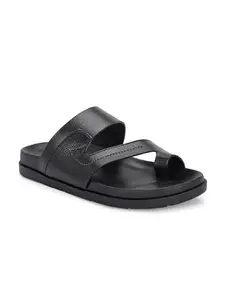 San Frissco Men's Sandals with Open Toe Strap Supersoft Slip On Chappal/Perfect Fit for Summer and Rainy Season Easy to Walk Slipper/Stylish Lightweight Casual Trendy Floaters - 6 (Black)