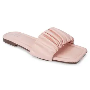 JM LOOKS Women's Ruched Single Strap Flats