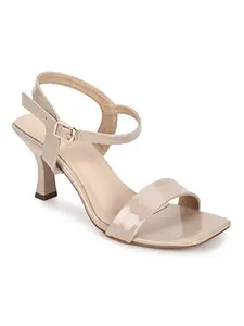 TRUFFLE COLLECTION Women's MSI-1901 Beige Patent Leather Fashion Sandals - UK 7
