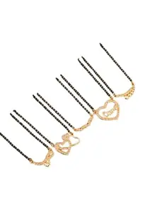 PIPALIYA Gold Plated Mangalsutra Combo Set for Women - Stylish Pendant Design (Set of 5)