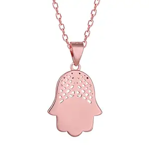 GIVA 925 Sterling Silver Rose Gold Hamsa Pendant | Valentines Gifts for Girlfriend, Gifts for Women and Girls |With Certificate of Authenticity and 925 Stamp | 6 Month Warranty*