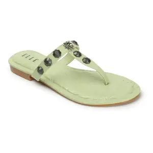 ELLE Women's Fashionable Slip On Comfortable Flats Colour-Pista Green, Size-UK 8