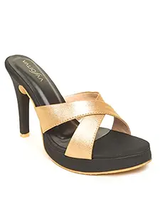 Valiosaa Women's Gold Heels Heeled Sandal (1646GD)