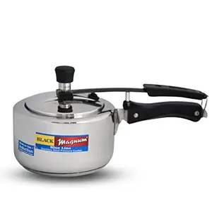 Black Magnum Basics SSR-1 Stainless Steel Induction Compatible Inner Lid Pressure Cooker, 2 Litre, Silver price in India.