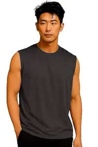 JUGULAR Tank Tops Sleeveless T-Shirt for Men Gym Wear Vest Solid Stylish Round Neck Running for Sports Workout Fitness & Casual or Beach Wear