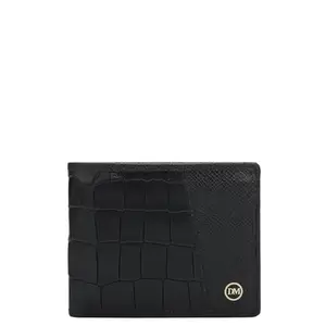 Da Milano RFID Protected Leather Wallet for Men with Card Slot - Black