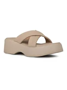 Inc.5 Womens Beige Casual Cross Strap Round Toe Wedge Heels