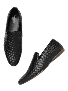 San Frissco Basketweave Handcrafted Leather Slip-Ons Regular Styling Cushioned footbed/Comfortable Fashionable Stylish Flexible For Men/Size : 9 (Black)