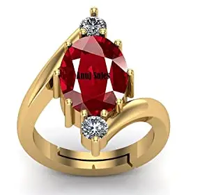ANUJ SALES 5.00 Ratti 4.50 Carat A+ Quality Natural Burma Ruby Manik Unheated Untreatet Gemstone Gold Ring for Women's and Men's(GGTL Lab Certified)