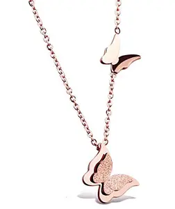 YouBella Jewellery Stylish 18k Rose Gold Plated Butterfly Necklace Jewellery for Women and Girls (Pendant)