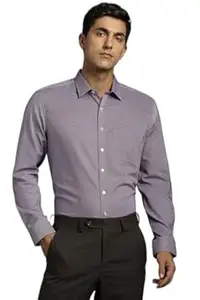 Louis Philippe Men's Slim Fit Easy to Iron Everyday wear Premium Cotton Full Sleeve Checks Formal Shirt