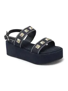 Carlton London Women Sandal,Navy Blue,UK-5