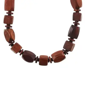 Beautiful Brown Wooden Necklace: 12 Inches of Handmade Charm with Varied Bead Shapes