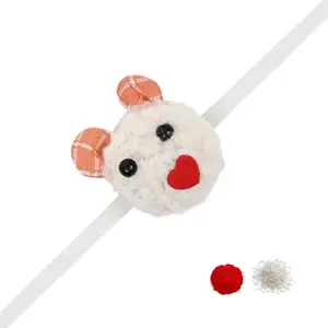 I Jewels Soft Cartoon Character Kids LED Light Rakhi With Roli Chawal & Rakshabandhan Card for Bro/Brother/Bhai (White)