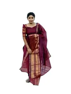 Women's Trendy Pure kanchi Cotton Kurti with duppta with jcard wiving, it is beautifully decorated with south cutural desgins prints for Party