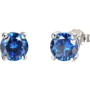 Royal silvers 925 Sterling Silver Blue Sapphire Solitaire Daily Wear Stud Earrings For Women Blue Sapphire Sterling Silver Stud Earring
