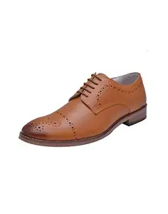 HiREL'S Men's Tan Leather Formal Shoes-7 UK/India (40.5 EU) (hirel1151)