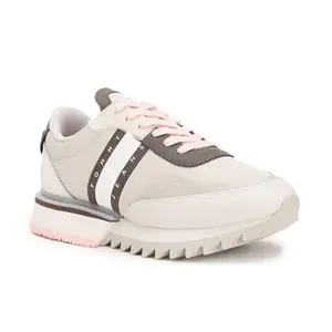 Tommy Hilfiger Leather Colorblocked Ivory Women Flat Sneakers (F23HWFW189) Size- 39