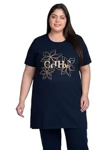 In Love Women's Plus Size Cotton Long-line Chest Print T-Shirt with Pocket
