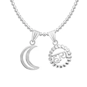 Parnika MJ Combo of Chand & Hai Silver Pendants in Pure 92.5 Sterling Silver