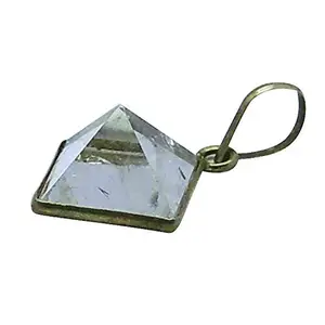 SATYAMANI Natural Stone Clear Quartz Pyramid Energy Pendant for Calmness for Man, Woman, Boys & Girls- Color- Clear (Pack of 1 Pc.)