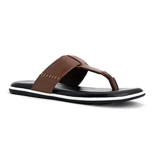 Khadim's British Walkers Brown Leather Casual Flip Flops for Men (946642-3)