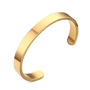 Zivom® Solid Cuff 18K Gold Stainless Steel Cuff Kada Bangle Bracelet For Men