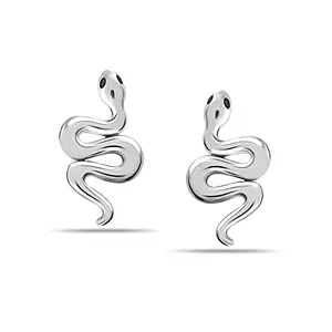 Amazon Brand - Nora Nico 925 Sterling Silver BIS Hallmarked Snake Small Stud Earrings for Women and Girls