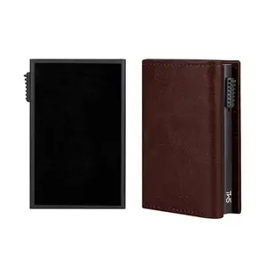 The Wallet Store Cipher RFID-Protected Wallet with Detachable Cardholder | Pop-up Cardholders | Scan-Proof Wallets for Men | Aluminium Case | Up to 8 Cards | Credit & Debit Cardholder (Brown)