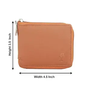 Fashion Link Zipper Leather Wallet Money Clipper Card Holder for Men's with Box (Tan) Color