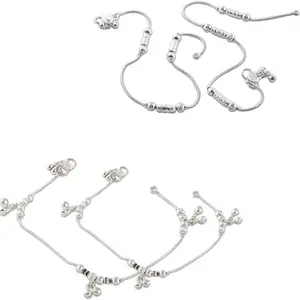 Heer Collection Traditional Jewellery For All Occassions Anklets Payal Pair for Women/Girls Alloy Anklet - Bzr_Combo Payal 110 & 121 (1-Pair Each)