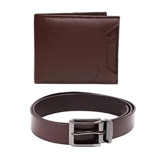 WildHorn Leather Wallet And Classic Belt Combo For Men, Brown