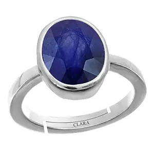 Clara Blue Sapphire Neelam 3cts or 3.25ratti Stone Silver Adjustable Ring for Men