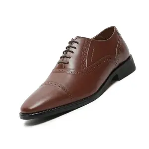 LOUIS STITCH Mens Russet Tan Italian Leather Oxford Handmade Formal Lace Up Shoe for Men (RXOXTN-) - 10 UK