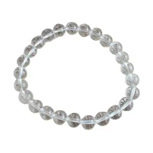 GEMS PALACE Crystal Quartz Bracelet AAA Round Bead Bracelet, Gemstone Bracelet Healing Stones (10 MM)