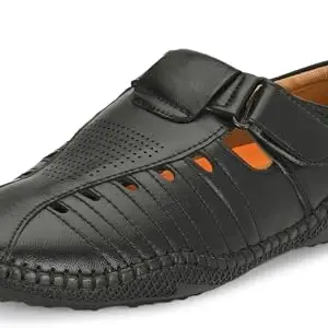 Karaddi 5073 Hand Stitched Men's Casual style Ethnic Sandals for men color Black size 10 uk/ind