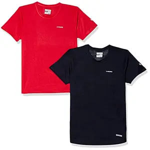 Charged Active-001 Camo Jacquard Round Neck Sports T-Shirt Navy Size Xl And Charged Brisk-002 Melange Round Neck Sports T-Shirt Red Size Xl