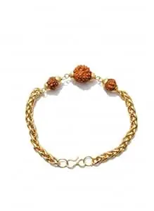 YOUR JEWELRY rudraksha gold plated adjustable chain bracelet for women, traditional ethnic jewelry for girls