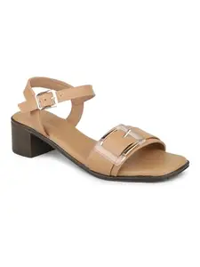 Inc.5 Women Beige Open Toe Block Heels