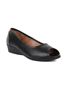 Bata Women's Peep Toe Ballerina - Black (4 UK) (6516041)