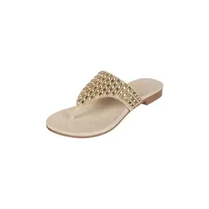 Metro Women Gold Thong Ethnic Slip-on Sandal UK/6 EU/39 (35-1246)