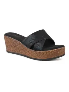 Inc.5 Women Black Textured Wedge Heels