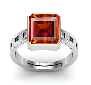 Anuj Sales 16.25 Ratti 15.00 Carat Natural Gomed Stone Silver Plated Ring Adjustable Gomed Hessonite Astrological Gemstone for Men and Women