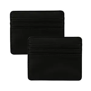 Stealodeal Black Slim Leather ATM/Credit/Debit Men/Women 4 Slots Card Holder (Pack of 2)