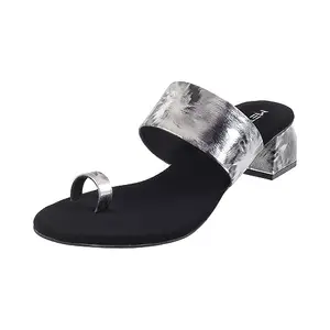Metro Women Gun Metal Block Heel Slip-on Sandal UK/7 EU/40 (32-527)